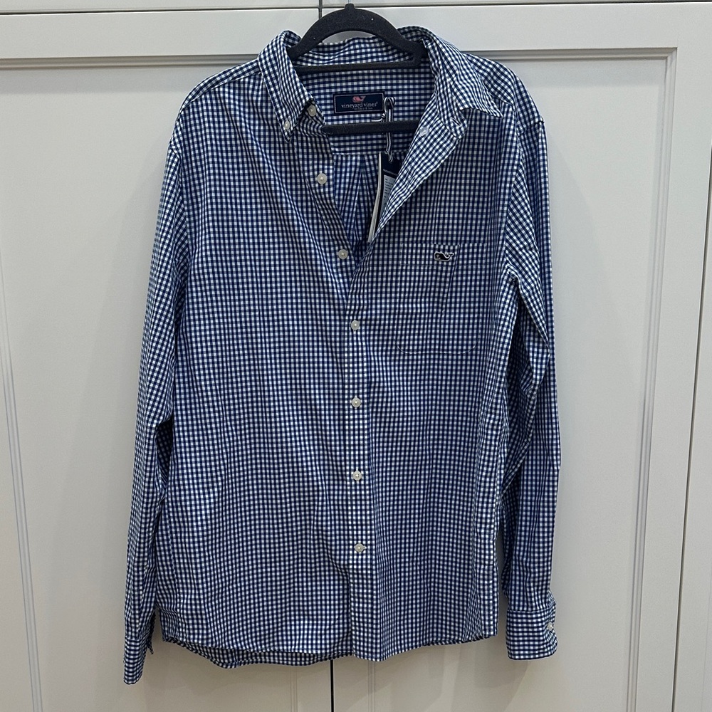 Vineyard Vines Navy gingham Men's Shirt